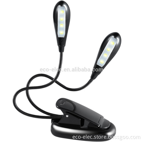 8 LED Portable Book Clip Lamp with Double-pendulum Gooseneck for Reading or Studying in Night LED Reading Light